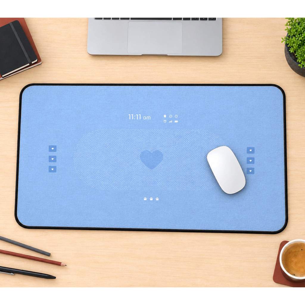 Blue Cute Interface Pattern desk mat — product mockup 1