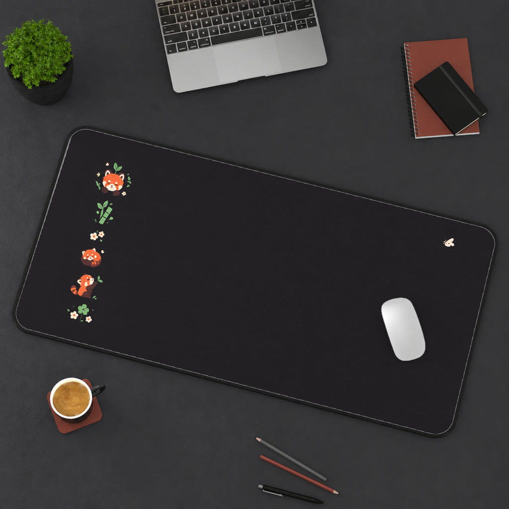 Tiny Red Panda Side Border desk mat — product mockup 3