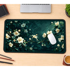 White Jasmine on Deep Teal desk mat — product mockup 1