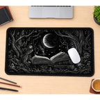 Open Book in a Moonlit Forest desk mat — product mockup 1