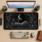 Open Book in a Moonlit Forest desk mat — product mockup 2