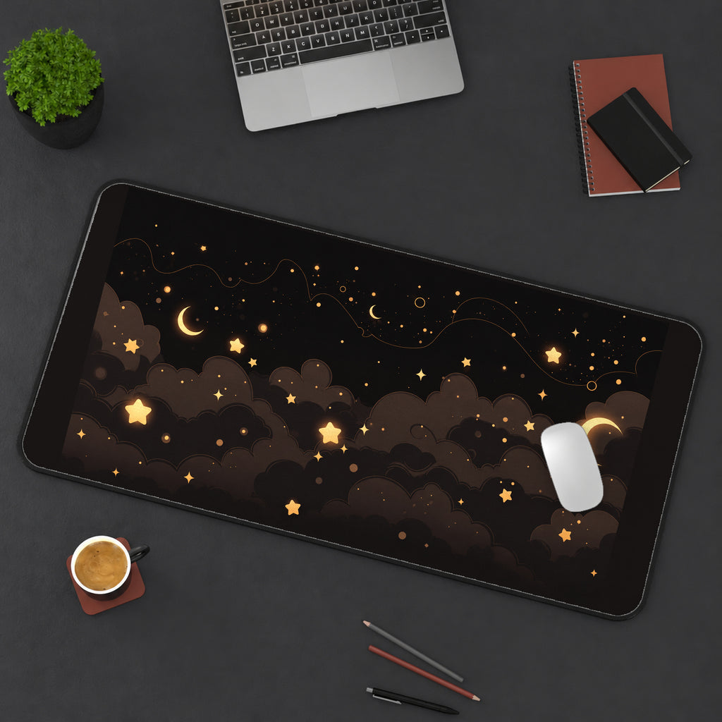 Gold Moons and Drifting Stars desk mat — product mockup 3