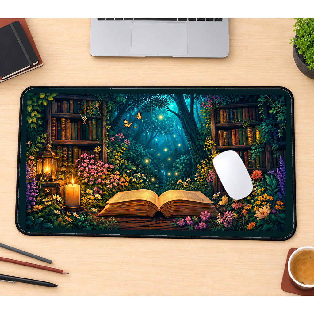 Enchanted Library Forest Portal desk mat — product mockup 1