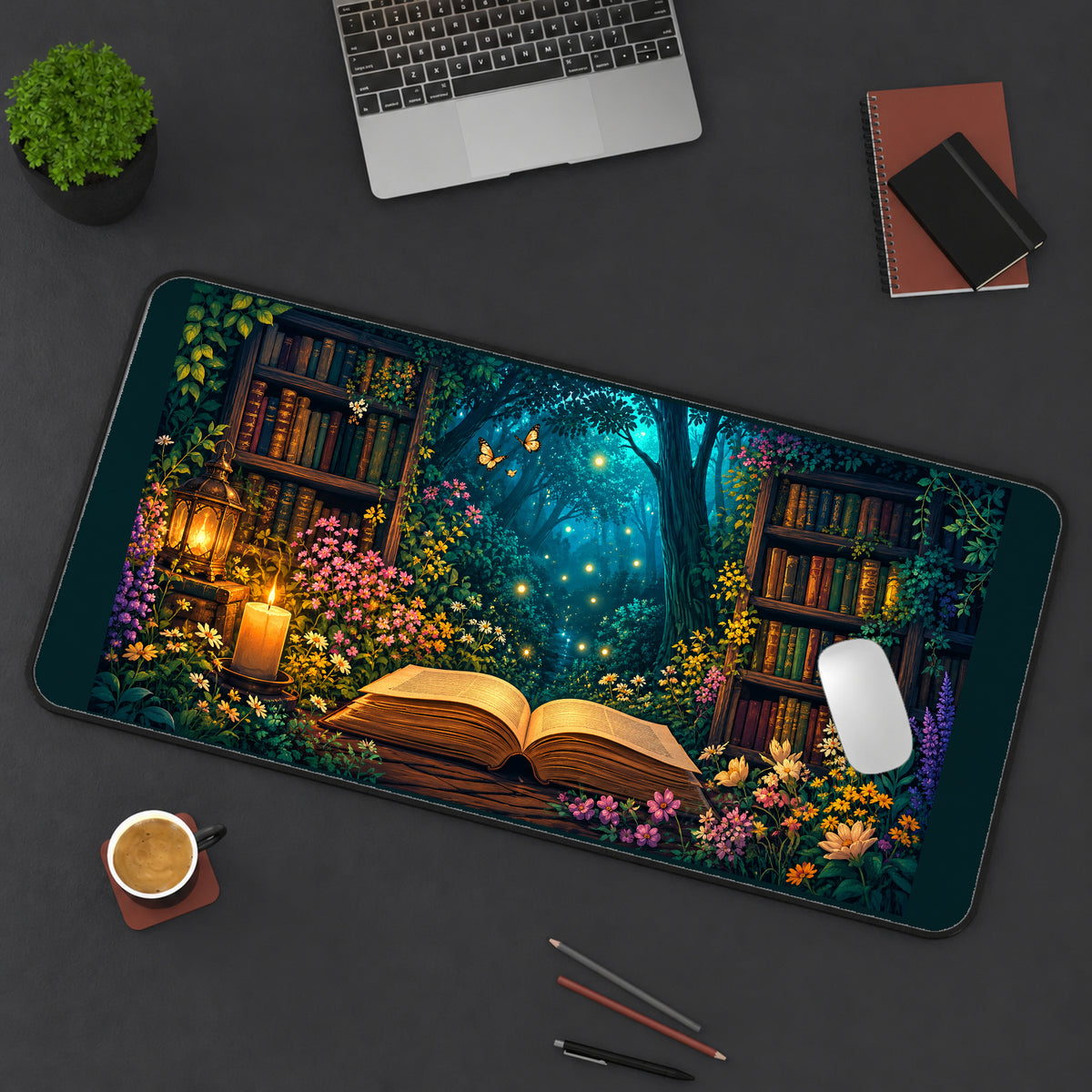 Enchanted Library Forest Portal desk mat — product mockup 3