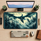 Dark Dragon over a Pine Valley desk mat — product mockup 2
