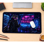 Cyberpunk Raccoon Workshop desk mat — product mockup 1