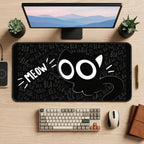 Meow Cat Eyes on Black desk mat — product mockup 2