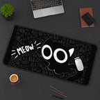 Meow Cat Eyes on Black desk mat — product mockup 3
