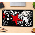 Grunge Cat and Red Star desk mat — product mockup 1