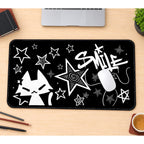 Smiling Cat and White Stars desk mat — product mockup 1