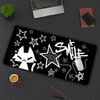 Smiling Cat and White Stars desk mat — product mockup 3