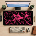 Distressed Hot Pink Stars desk mat — product mockup 2