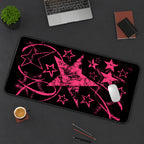 Distressed Hot Pink Stars desk mat — product mockup 3
