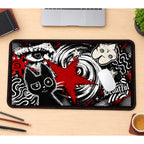 Red Star and Cat Graffiti desk mat — product mockup 1