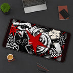 Red Star and Cat Graffiti desk mat — product mockup 3