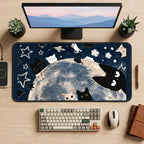 Cartoon Cats Around the Moon desk mat — product mockup 2