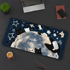 Cartoon Cats Around the Moon desk mat — product mockup 3