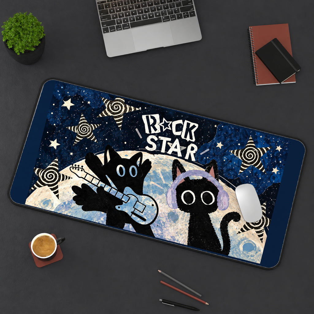 Rock Star Cats with Guitar desk mat — product mockup 3