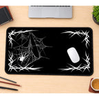 White Spiderweb Corner Frame desk mat — product mockup 1