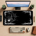 White Spiderweb Corner Frame desk mat — product mockup 2