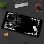 White Spiderweb Corner Frame desk mat — product mockup 3