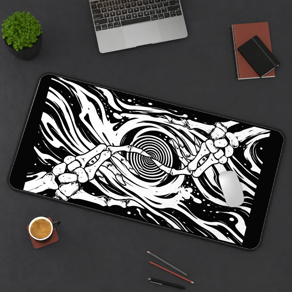 Skeleton Hands in a Swirling Void desk mat — product mockup 3