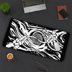 Skeleton Hands in a Swirling Void desk mat — product mockup 3