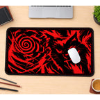 Red and Black Spiral Cat desk mat — product mockup 1
