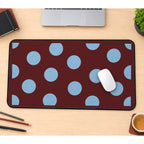 Sky Blue Dots on Burgundy desk mat — product mockup 1