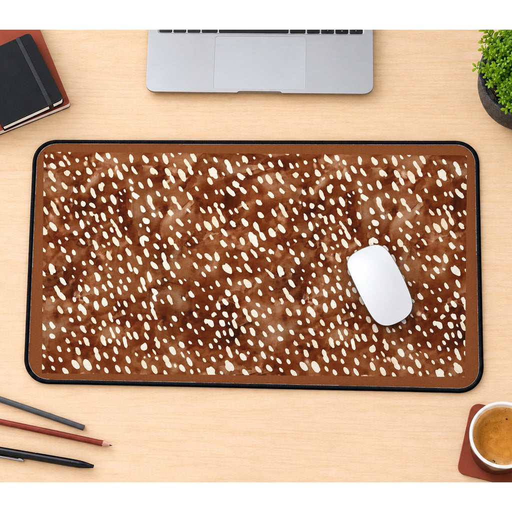 Brown Fawn Spot Pattern desk mat — product mockup 1