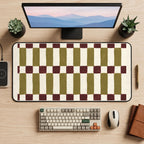 Olive and Burgundy Painted Checks desk mat — product mockup 2