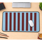 Blue and Maroon Vertical Stripes desk mat — product mockup 1