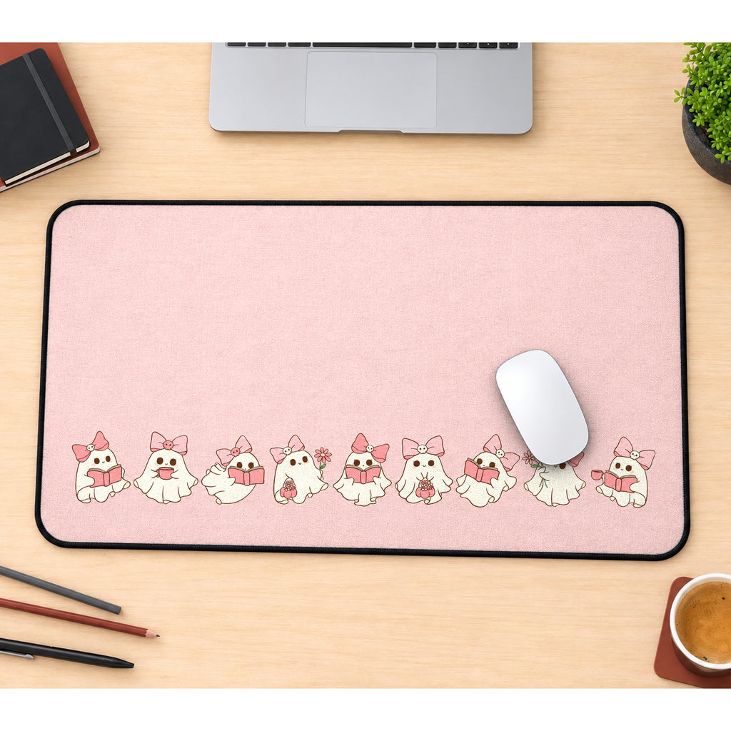 Pink Bow Ghost Parade desk mat — product mockup 1