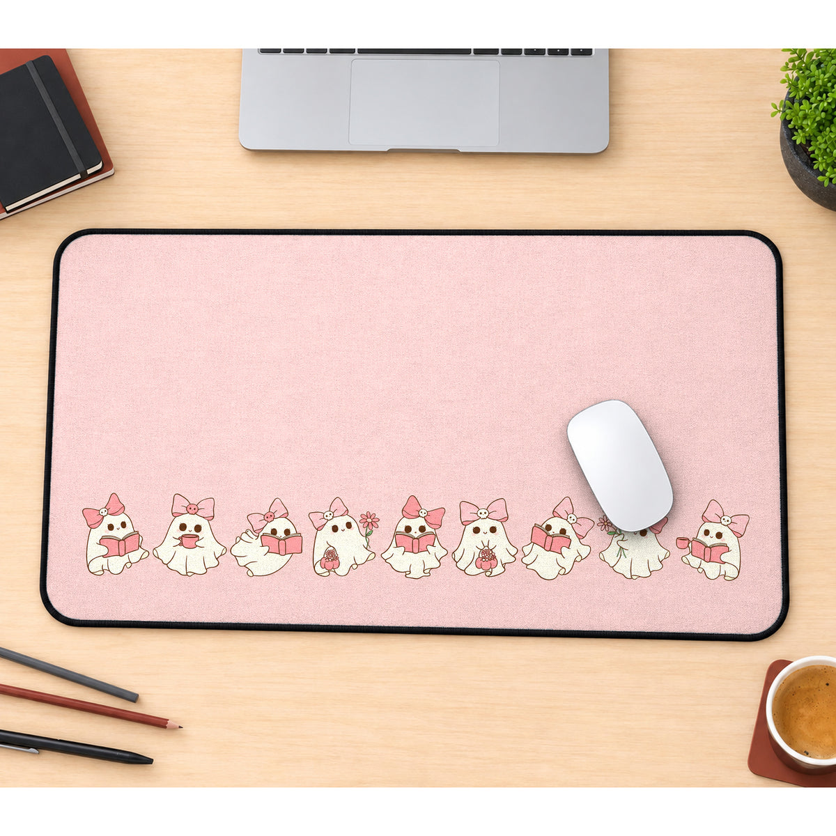 Pink Bow Ghost Parade desk mat — product mockup 1