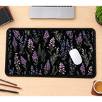 Lavender Stems on Black desk mat — product mockup 1