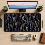 Lavender Stems on Black desk mat — product mockup 2