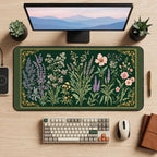 Wildflower Botanical Specimen Border desk mat — product mockup 2