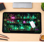 Jewel Toned Apothecary Shelves desk mat — product mockup 1