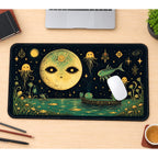 Moon Face and Floating Jellyfish desk mat — product mockup 1