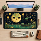 Moon Face and Floating Jellyfish desk mat — product mockup 2
