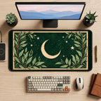 Crescent Moon Botanical Frame desk mat — product mockup 2