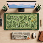 Green Botanical Herbarium Frame desk mat — product mockup 2