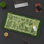 Green Botanical Herbarium Frame desk mat — product mockup 3