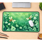 Bees in a Green Clover Garden desk mat — product mockup 1