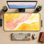 Yellow and Peach Watercolor Flow desk mat — product mockup 2