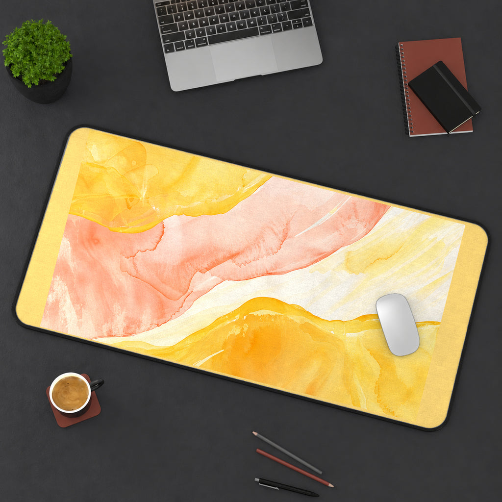 Yellow and Peach Watercolor Flow desk mat — product mockup 3
