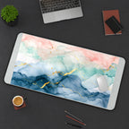 Pastel Blue and Pink Marble desk mat — product mockup 3