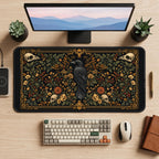 Raven and Skulls Botanical Panel desk mat — product mockup 2