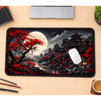 Red Maple Moonlit Pagodas desk mat — product mockup 1