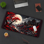 Red Maple Moonlit Pagodas desk mat — product mockup 3